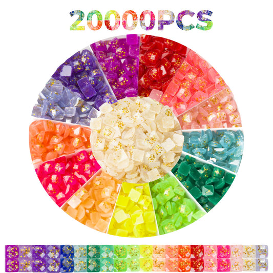 20000PCS Glitter Beads for Diamond Painting Beads, Diamond Painting Accessories, 20 Colors Square Beads Art Drills Flatback Rhinestones for Crafts, Bead Painting or Nails Art,2.5MM
