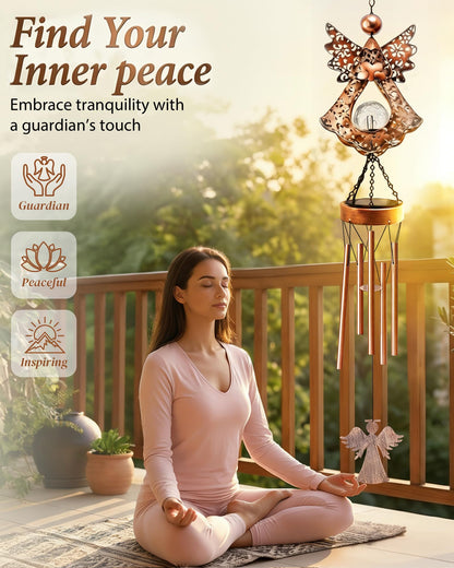 Supdeco Solar Angel Wind Chimes for Outside: Melodious Mother's Day Birthday Gifts for Mom Women Grandma Her Wife - Weatherproof Metal Outdoor Decor Easy Hanging for Garden Patio Tree Window Memorial