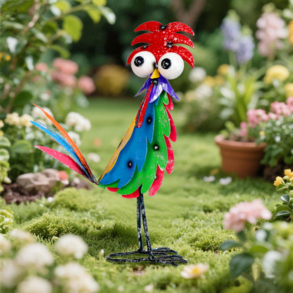 Natelf Outdoor Wacky Metal Rooster Yard Statue Decoration Roosters Decor Garden Statues Chicken Figurine Outside Decorations for Courtyard