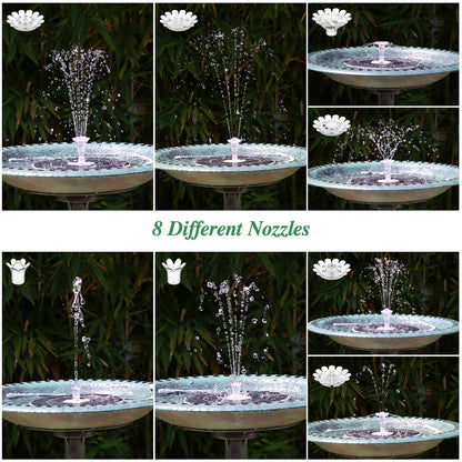 AISITIN 6.5W Solar Fountain Pump with Colorful LED Lights, 3000mAh Battery, Anti-Drift Brackets, 10 Nozzles, Remote Control, Solar Powered Bird Bath Fountain for Outdoor Garden Pond Fish Pond Backyard