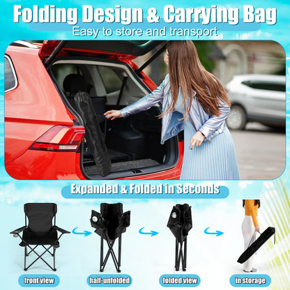Yuntau 2 Sets Beach Chair with Umbrella Foldable Camping Chair Fold up Umbrella with Universal Clamp Large Portable for Outdoors Fishing Camping Hiking Travel Picnic Beach (Black,Blue,White)