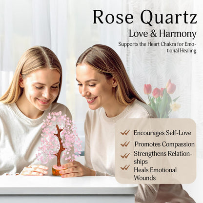 YATSKIA Rose Quartz Crystal Tree - Bonsai Tree of Life - Pink Room Decor - Desk Decorations for Women Office - Gemstones and Crystals - Stones and Crystals