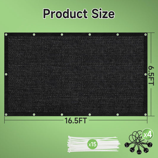 FOTMISHU 75%-80% Shade Cloth 6.5ftx16ft Heavy Duty Anti-Aging Sun Mesh UV Resistant Net, Sunblock Garden Shade Mesh Tarp for Plant Cover, Barn or Kennel, Flowers, Plants, Used for 3 Years or Even Long