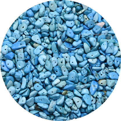 Amazing Gemstone Turquoise Pre Drilled Crystal Crushed Chips Beads for Bracelets Making, DIY Handmade Natural Healing Crystals (25 Inch Strand)