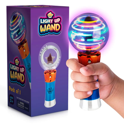 IPIDIPI TOYS Spinning Light Up LED Magic Wand for Kids - Easter Basket Stuffers Light Up Toys, Goodie Bag Filler - Ideal Gift, Birthday Party Favors for Boys & Girls