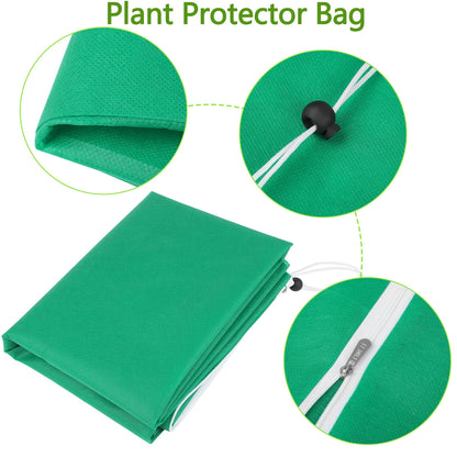 Hahood 10 Pieces Plant Covers Freeze Protection Winter Plant Frost Cover with Drawstring and Zipper Large Plant Protector Bag for Frost Blankets Jacket for Outdoor Plant, Green, 23.6 x 31.5 Inch