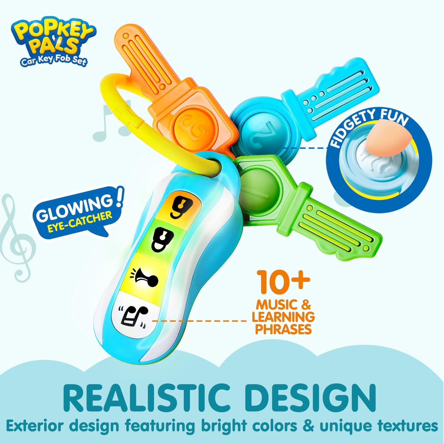JOYIN Baby Musical Toy Phone and Car Keys Teether Set, 60+ Music and Learning Phrases, Baby Learning Toys 10 Months, Toddler Birthday Gifts for Girs Boy