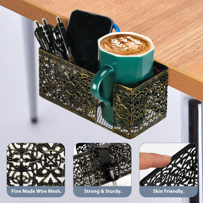 Aurynns Desk Organizer Clip on Desk Cup Holder Pencil Holder for Desk Storage Beverages Phone Holder Desk Organizer and Accessories Office School Home