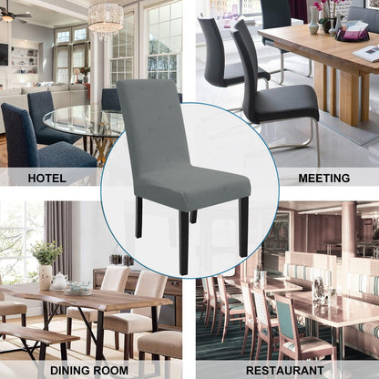 YSTELLAA Dining Chairs Cover Set of 4,Chair Covers for Dining Room Stretch Parson Chair Slipcovers Removable Washable Kitchen Chairs Seat Covers,Light Gray