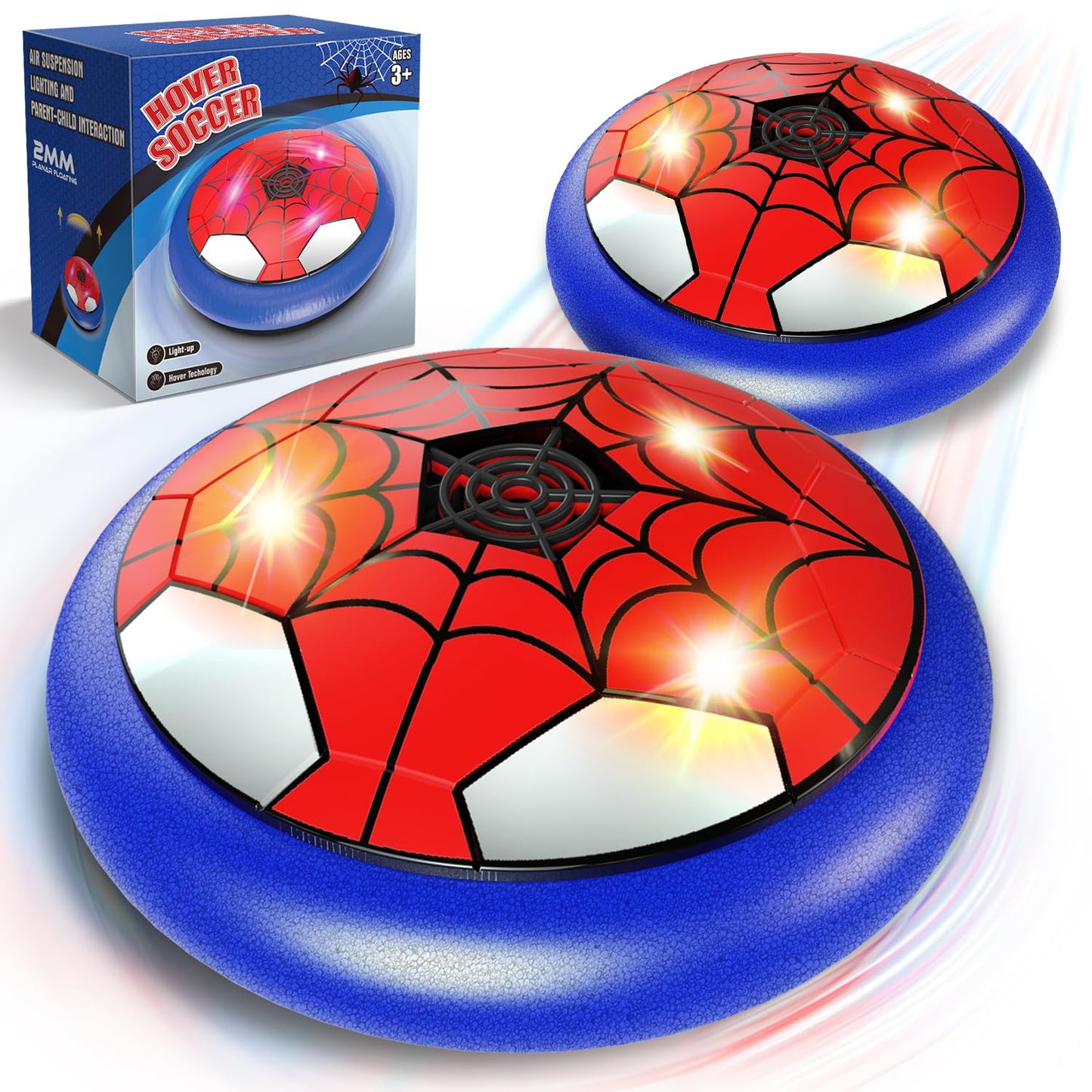 Thusine 2PCS Soccer Toys for Boys 4-6 Hover Soccer Ball Indoor Gifts for Kids Toys, Birthday for 4 5 6 7 8 9 10 Year, Football Toy Games Gift for Boys Age 6-8, 8-12 with LED Lights Foam Bumper