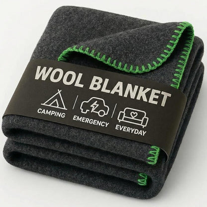 Wool Camping Blanket - 70% Wool Heavy-Duty Military Style Throw, Warm & Washable, Fire Retardant Cover for Emergency, Survival & Outdoor Use - Perfect for Camping, Car, Home & Hiking, Grey 62x84