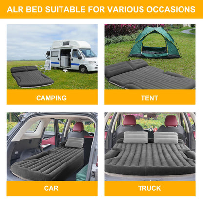 KMZ SUV Air Mattress Thickened and Double-Sided Flocking Travel Camping Bed with 2 Pillows & Electric Pump Dedicated Mobile Cushion Inflatable Bed for SUV Trunk and Rear Seat (Dark Gray)