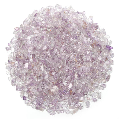 1.1lb Natural Crushed Light Color Amethyst Crystal Tumbled Chips-Healing Crystals Chips Bulk, Crushed Crystal Gemstones for Crafts, Beautiful Package for Gift (Light Color Amethyst)