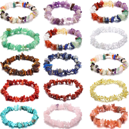 Hicarer 15 Pieces Natural Gemstone Bracelets Irregular Chips Beads Stretch Bracelets Spiritual Healing Chakra Crystal Jewelry for Women