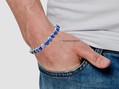 Amazing Gemstone Crystal Bracelet for Women Men's Gifts - Protection Healing Crystal Bracelet - 8mm Gemstone Beaded Stretchable Bracelet Pulseras Para Hombres Mujer Stocking Stuffers Mothers Day Gift (Sodalite)