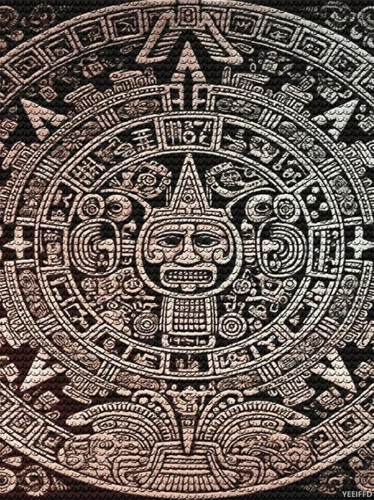 YEEIFFD Diamond Painting Kits for Adults Round 5D Diamond Art Painting Kits Mayan Calendar DIY Full Drill Diamond Dots Paintings Picture Arts Craft for Home Wall Art Decor 12x16 Inch