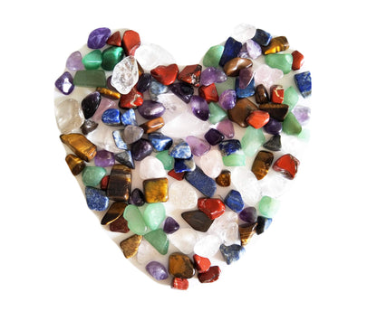 Mina Heal Chakra Stones Collection, Tumbled and Polished Natural Crystas, Mixed 7 Chakra Stones for Meditation, Energy Balance and Decorative Use (160g 15-25mm)