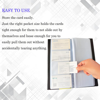 Business Card Holder Book, Holds Up to 400 Cards, Large Capacity Business Card Organizer with Clear Fixed Pages, Professional Card Holder Binder for Office, Desk & Travel