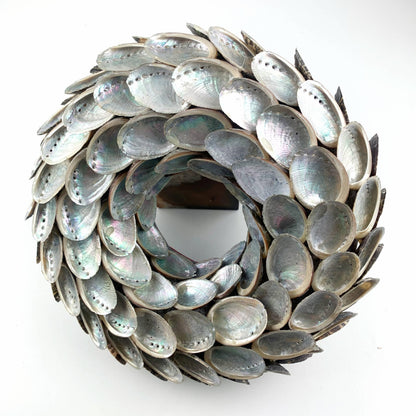 Heyiwell 10" Inch Abalone Shell Wreaths for Wedding Beach Home Wall Art Indoor Outdoor Front Door Decor