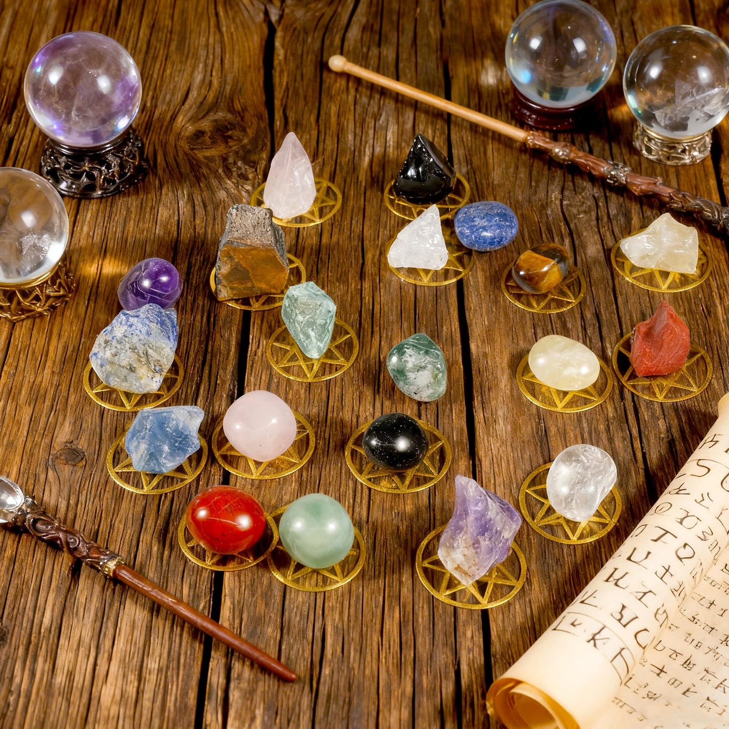 Rileryan 20 PCS 1'' Natural Raw Crystals Tumbled Crystals Bulk Polished Stones Chakra Healing Stones for Witchcraft Supplies Gemstones Rocks