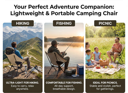 Toucans Camping Chair Portable Backpacking Chair - Ultralight Folding Chair - Compact, Lightweight Foldable Chairs for Hiking Mountaineering Beach (Beige)