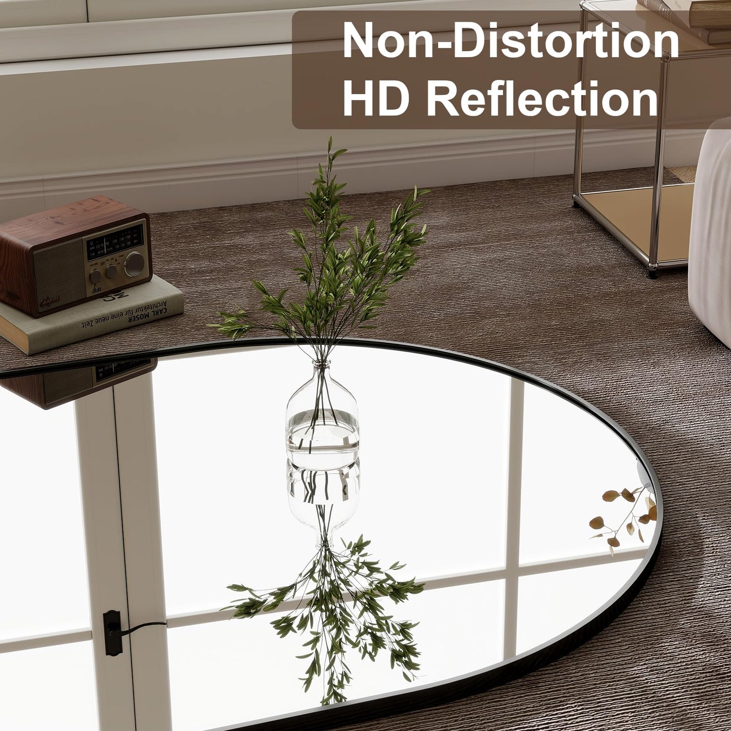 GLSLAND-34x76 inch Wall Mount Arched Full Length Mirror-Aluminum Alloy Frame High Definition-Full Body Mirror for Bedroom or Living Room,Black