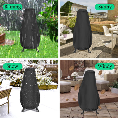 Chiminea Cover Waterproof Protective Cover Patio Furniture Covers, Outdoor Fireplace, Adjustable Drawcord, Black, 59x31x12inch