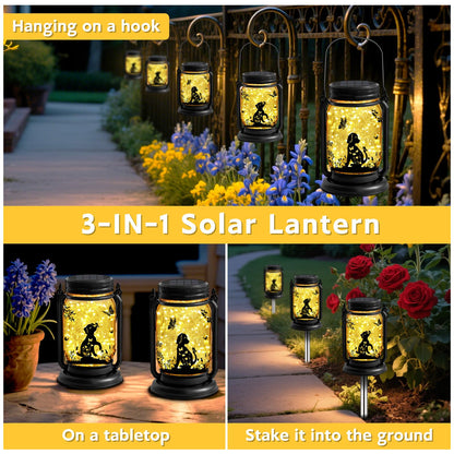 Dog Hanging Mason Jar Solar Lights, Labrador Retriever Solar Lanterns 3-in-1 Outdoor Waterproof, Birthday Gifts for Women Mom Mother's Day Dog Lover, Garden Decor for Patio Yard Balcony Decoration