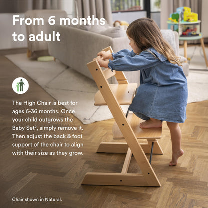 Stokke Tripp Trapp High Chair 2 (Warm Brown), Cushion 2 (Glacier Green) + Stokke Tray (White) - Includes Chair + Baby Set with Removable Harness for Children 6-36 Months