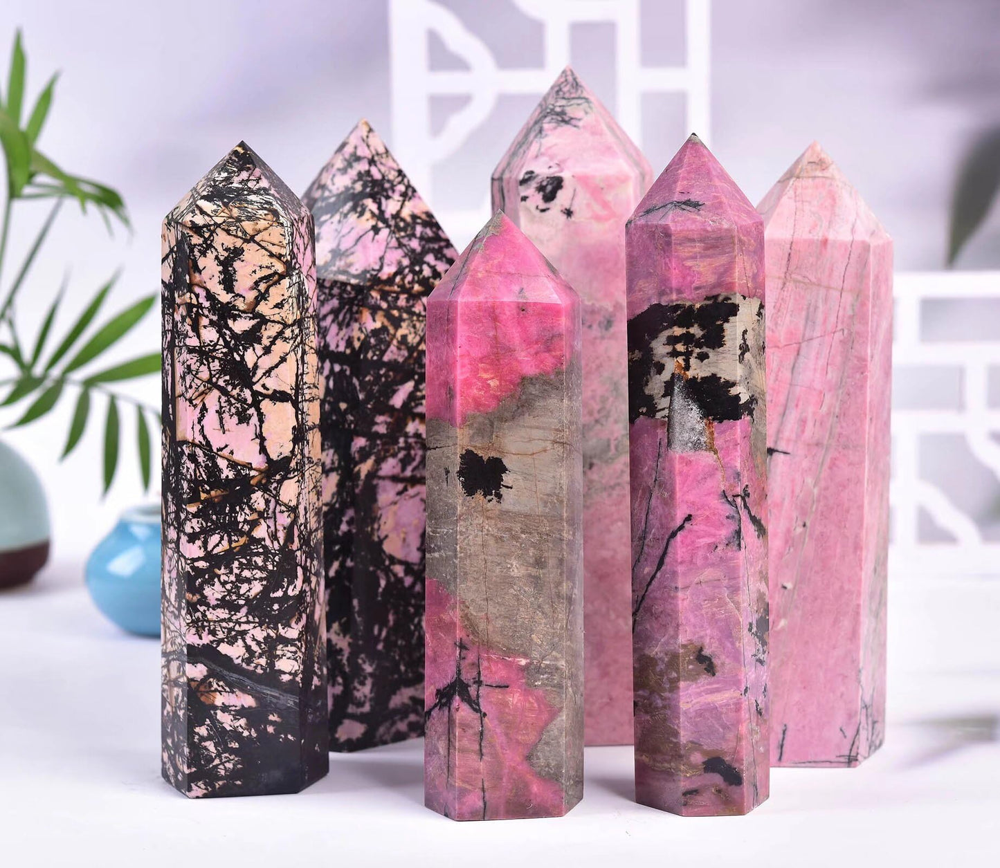 Rhodonite Stone Tower Obelisk Healing Crystal Stone Wand Natural Reiki Meditation Gifts 1.7-2.2 LBS