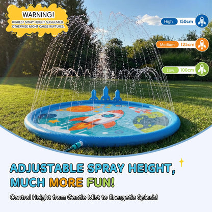 Peradix Toddler Splash Pad for Kids, 67" Sprinkler Mat with Ring Toss Game, Kids Summer Toys for Boys Girls & Family, Baby Splash Pad for Outside Backyard Garden Lawn Water Games, 6 Plastic Rings