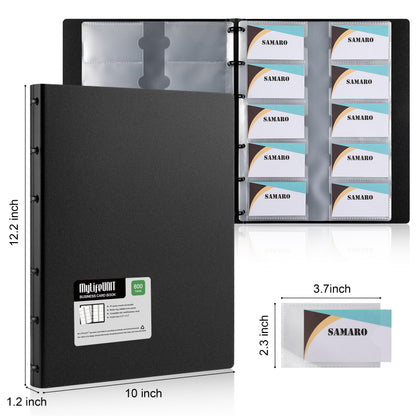 MyLifeUNIT Business Card Book, Name Card Holder Book with 600 Business Cards Capacity, Credit Card Book File Storage (Black)