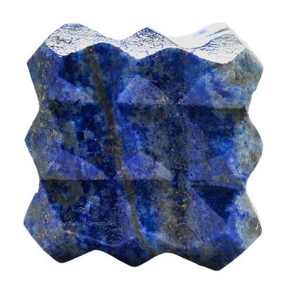 Amazing Gemstone Lapis Lazuli Crystal Cube with 54 Pyramid - 1" Mini Lemurian Pyramid Cube Figurine of Natural Stone Pyramid for Meditation, Reiki, Chakra Balancing Vastu Pooja and Crystal Grids