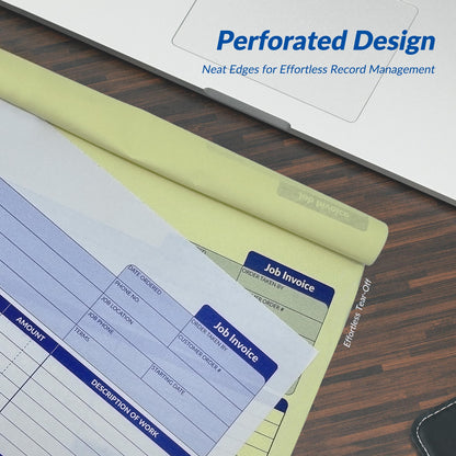 Harfesto Job Work Order Forms, Large Size Contractor Invoice Book 8-1/2" x 11-7/16", Invoice Receipt Book for Small Business, 2-Part Carbonless Forms, 50 Sets