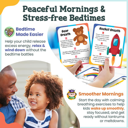 Breathing Cards for Kids – Mindfulness & Calming Corner Kit Must Haves, Yoga & Speech Therapy Materials, Special Education Classroom Office, Social Emotional Learning, Mindful Sensory Play Activities