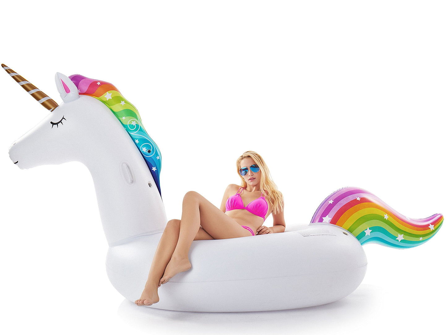 Jasonwell Giant Inflatable Unicorn Pool Float Floatie Ride On with Fast Valves Large Rideable Blow Up Summer Beach Swimming Pool Party Lounge Raft Decorations Toys for Kids Adults