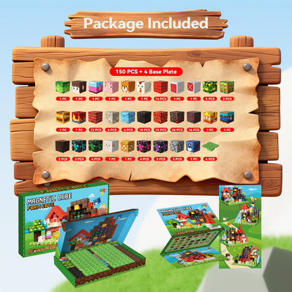 powerful xishan 150 PCS Magnetic Blocks, Magnetic Building Blocks Cubes, Farm Magnet Toys for Kids Ages 3+, Magnet Blocks with 4 Bottom Plate for Boys, STEM Toys & Ideal Christmas Birthday Gift