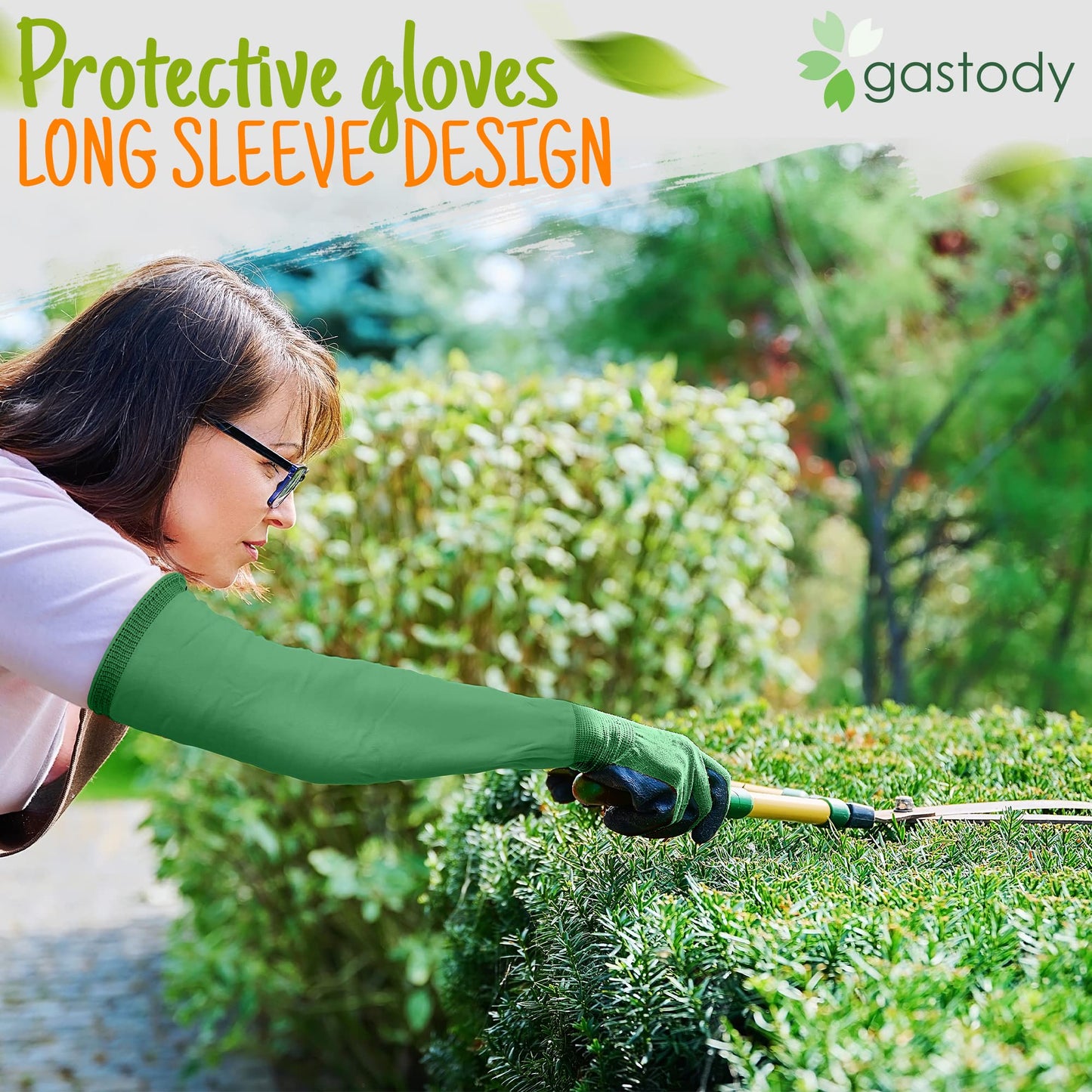 Gastody™ Long Gardening Gloves Women and Men M - Long Sleeve Garden Gloves Multipurpose Heavy Duty Outdoor and Indoor - Long Cuff Garden Gloves - Thorn Resistant Protective Work Rose Pruning Gloves