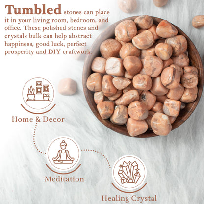 Crocon 1LB Peach Moonstone Tumbled Stones and Crystals Bulk Natural Crystal Kit for Reiki Healing Crystal Polished, Tumble Stones, Chakra Balancing, Good Luck, Reiki Gift Home Decor Size : 20-25 mm