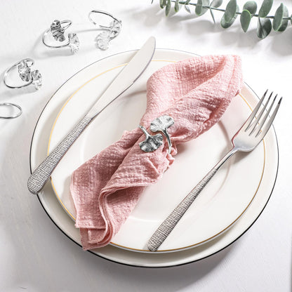 Ginkgo Leaf Napkin Rings Set of 12 Stainless Steel Gold Napkin Holder Metal Napkin Ring for Dinner Party Wedding Banquet Buffet Table (Silver, Ginkgo Leaf)