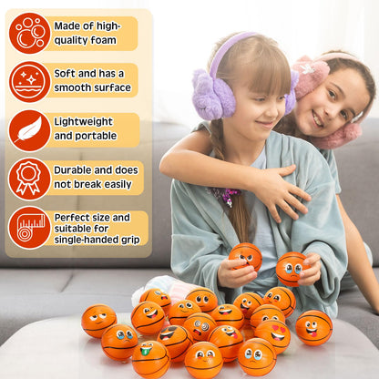 Libima 120 Pcs Mini Face Basketball Stress Balls Bulk 2 Inch Foam Sports Squeeze Balls Small Funny Anxiety Relief Toy for Kid Adult School Gift Class Prizes Party Decoration Supplies (Orange)