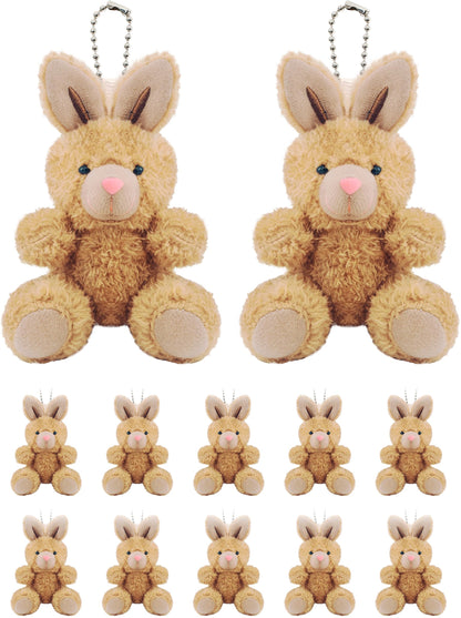 YJUBAOA 12 PCS Small Brown Stuffed Plush Bunny, Easter Bunny Stuffed Animal Gift Bulk 4.7 Inch Mini Bunnies for Birthday Baby Shower Party Favor Gifts Classroom Rewards (Classic-Brown Rabbit)
