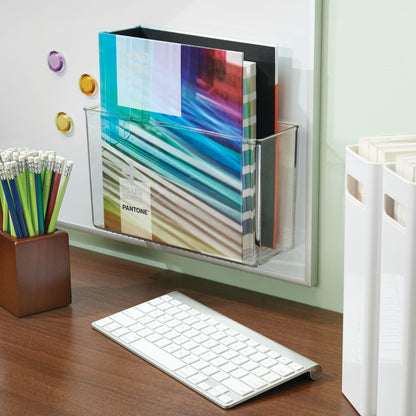 iDesign AFFIXX Plastic Wall Mount Organizer for Kitchen Bathroom, Office, Bedroom, Garage, Craft Room, 3.5" x 11" x 6.5", Clear