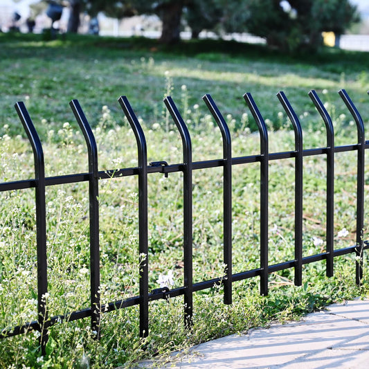 Metal Garden Fence Panels 18'' H x 22'' W, 14.6 Ft Total Length, Heavy Duty Rustproof No-Dig Decorative Fence to Protect Plants & Keep Dogs Out for Yard, Flower Beds & Pathways (8 Panels)