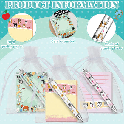 Moinchore 90 Pcs Employee Appreciation Gifts Set 30 Pcs Inspirational Sticky Notes 30 Motivational Ballpoint Pens 30 Mesh Bags Thank You Christian Gifts for Nurse Teacher Coworker(Dog)