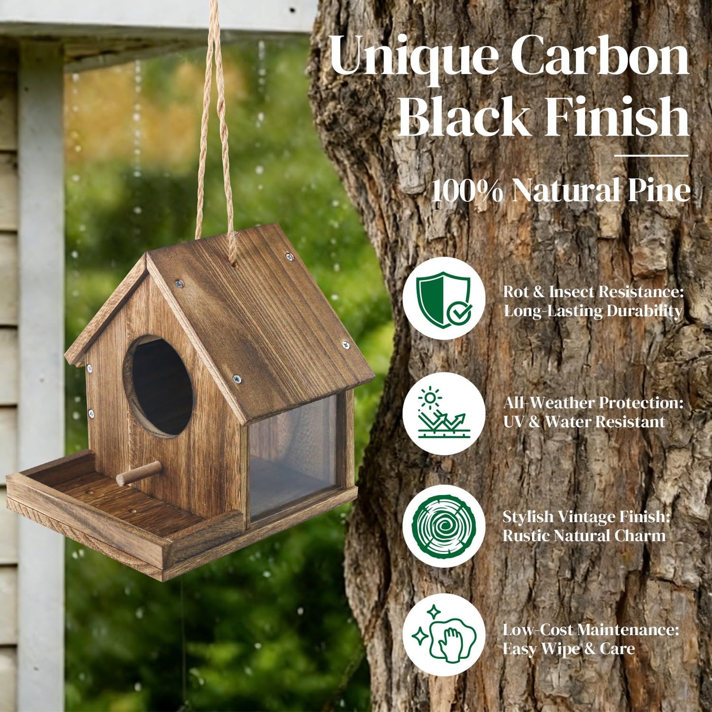DIY Wooden Hummingbird House Kit for Outside Hanging, Ideal Bluebird Hummingbird House for Outdoors With Transparent Viewing Window, Built-in Bird Feeder, Gift for Bird Lovers, Great Garden Decoration