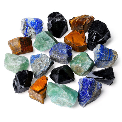 ZHIYUXI 1lb Tiger Eye 2" Green Aventurine Obsidian Lapis Lazuli Rough Stones Crystals Raw Crystal Bulk Large Crystals and Stones Gemstones Natural Rocks for Meditation, Fountain Rocks, Wire Wrapping