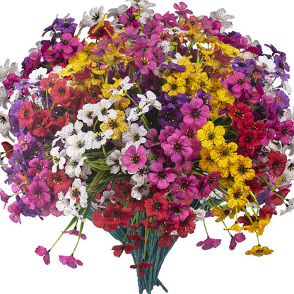 Grunyia 20 Bundles Artificial Flowers, Outdoor Indoor UV Resistant Fake Flowers No Fade Faux Plastic Plants Garden Porch Window Box Decoration