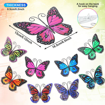 Jetec 8 Pcs Metal Butterfly Wall Decor 6.5 Inch Outdoor Butterflies Wall Art Sculpture 3D Butterfly Hanging Decoration for Spring Outside Fence Garden Yard Home Patio Balcony(Lovely Style)