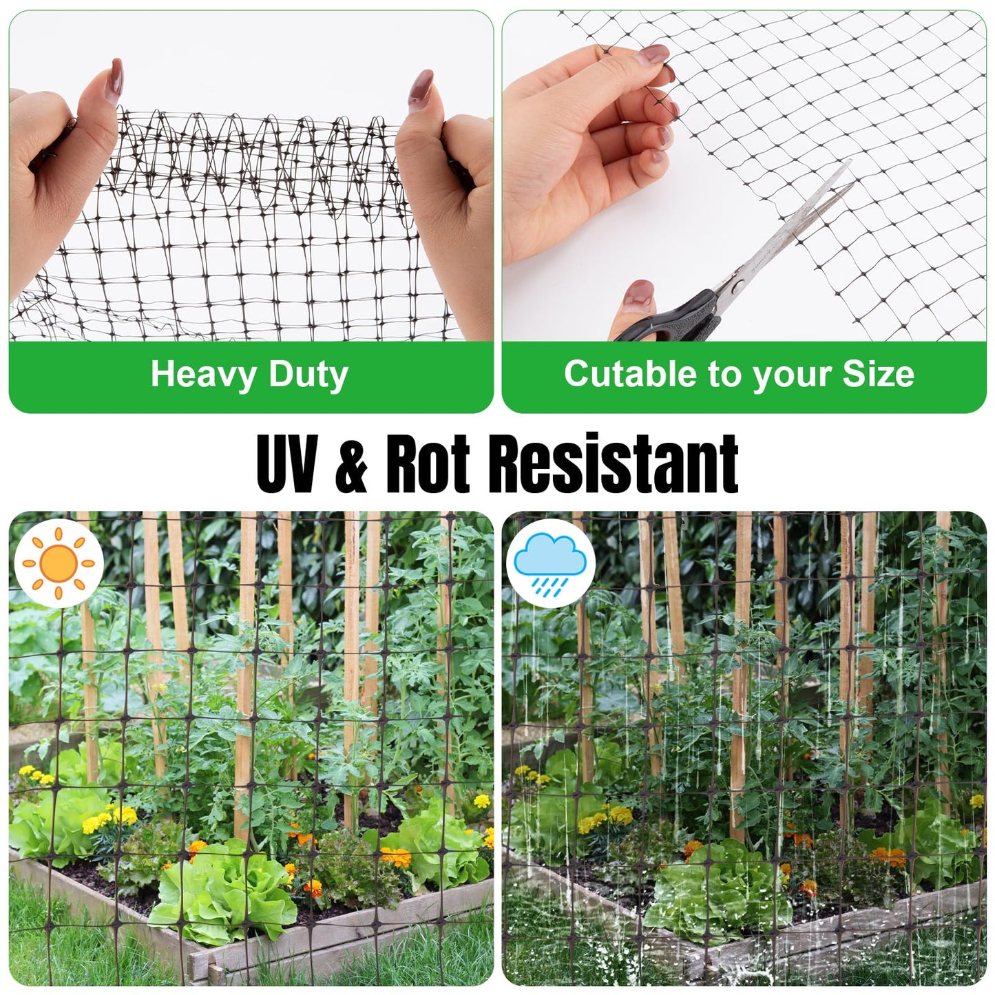 NONMON Bird Netting 5 x 100 FT Heavy Duty Garden Netting Deer Fence Netting Pest Barrier for Protect Fruit Trees, Plants and Vegetables Against Birds, Deer, Squirrels, Black